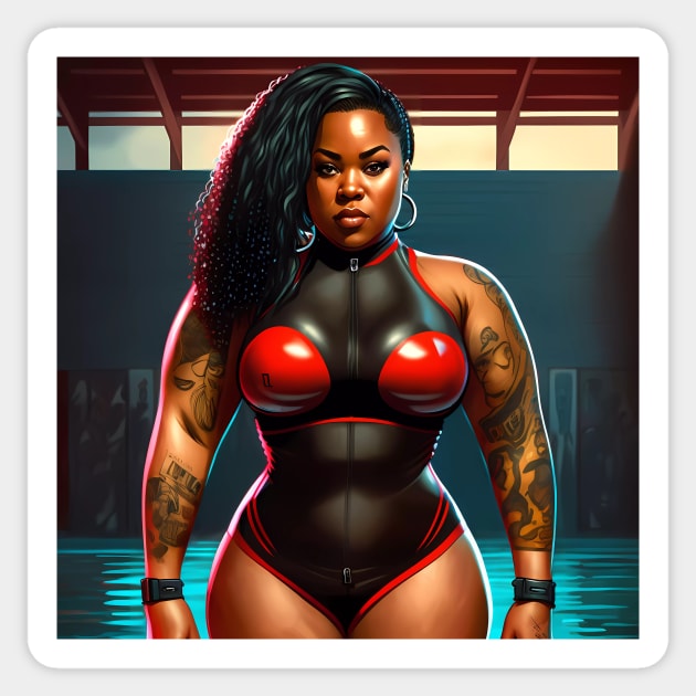 Summer Vibes, Curvy Summer, Curvy and Beautiful Superwoman lifter. Bodybuilder. Female are strong. Sticker Sticker by MeatLuvers